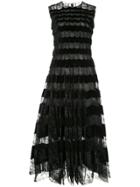 Oscar De La Renta Velour Panelled Lace Long Dress - Black