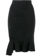 Givenchy Ruffle Hem Pencil Skirt - Black