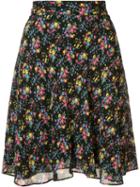 Saint Laurent Floral Print Skirt, Women's, Size: 38, Black, Silk/viscose