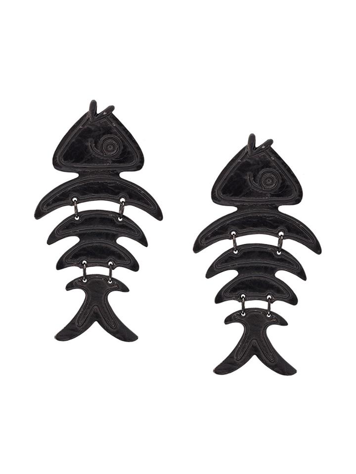 Oscar De La Renta Fish Short Earrings - Black