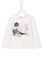 Monnalisa Girl Paris Print T-shirt, Size: 4 Yrs, White
