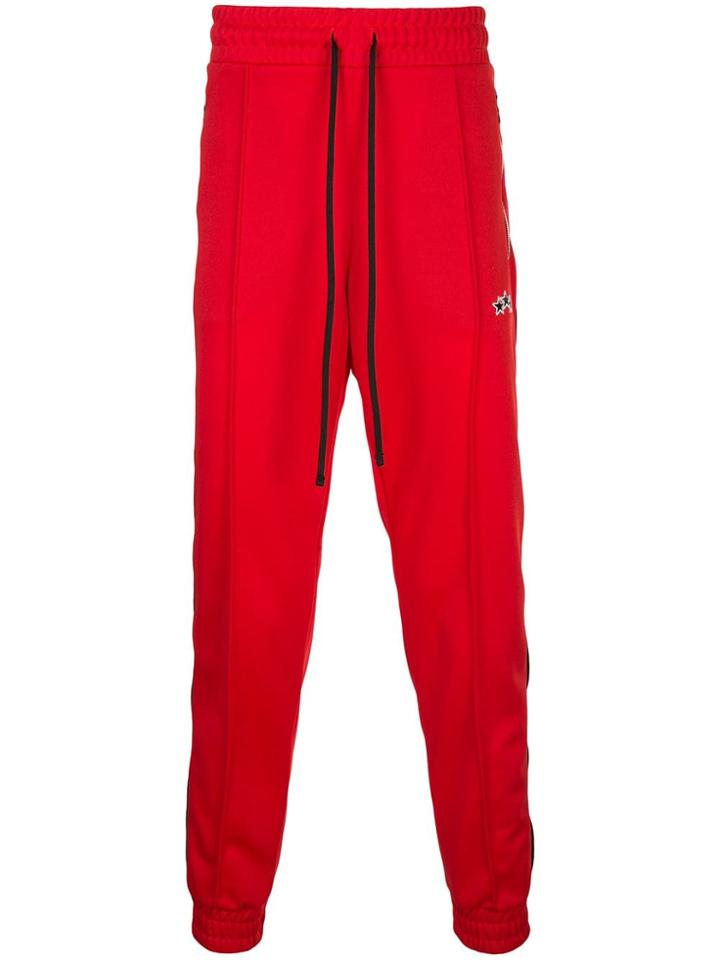 Amiri Side Leather Stripe Track Pants - Red