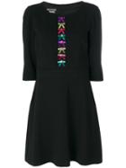 Boutique Moschino - Bow Embroidered Dress - Women - Polyester/triacetate - 42, Black, Polyester/triacetate