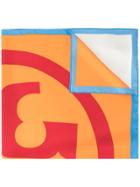 Tory Burch Colour-block Logo Scarf - Blue