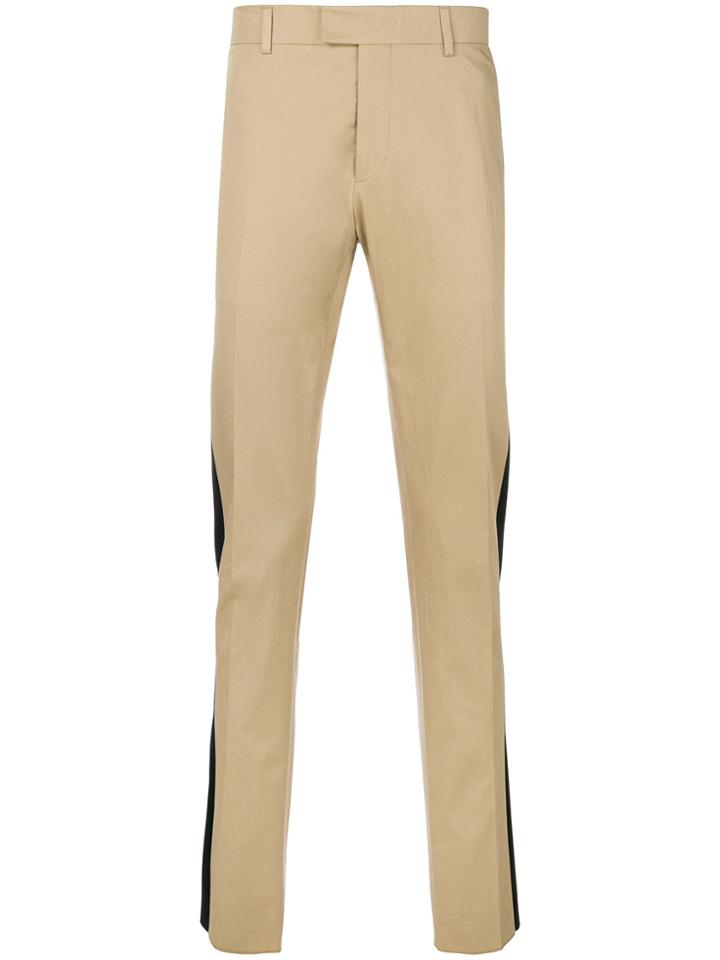 Les Hommes Satin Trim Trousers - Nude & Neutrals