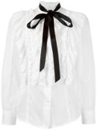 Marc Jacobs Ruffled Sheer Blouse, Women's, Size: 4, White, Silk/cotton/nylon