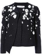Oscar De La Renta Floral Embellished Jacket - Blue