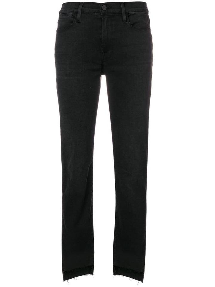 Frame Frayed Straight-leg Jeans - Black