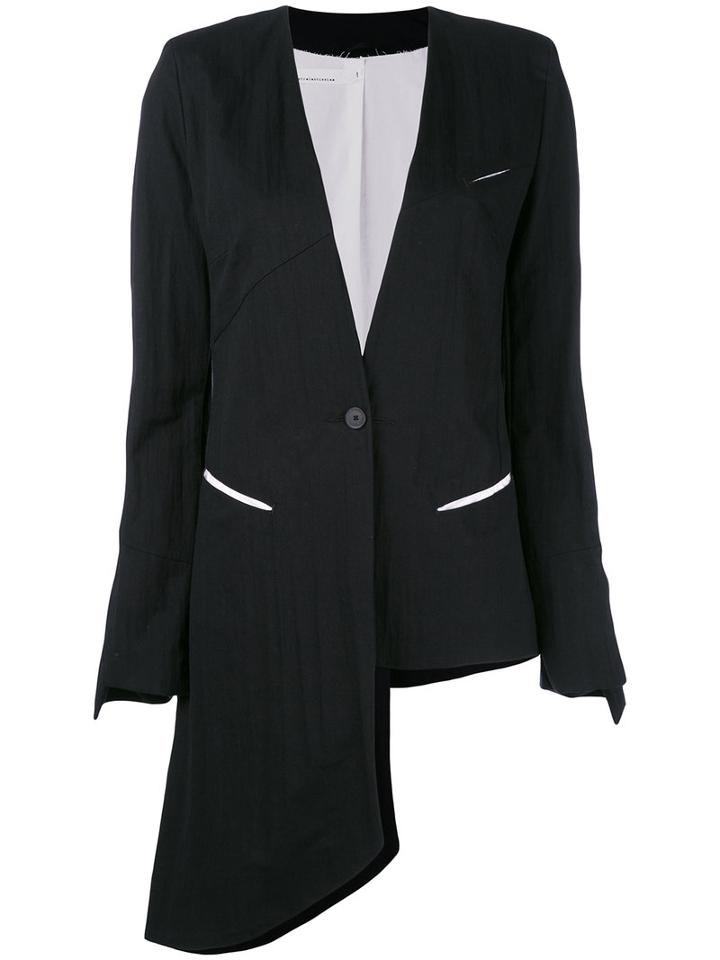 Asymmetric Blazer - Women - Cotton/spandex/elastane/polyimide - 42, Black, Cotton/spandex/elastane/polyimide, Nostra Santissima