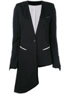 Asymmetric Blazer - Women - Cotton/spandex/elastane/polyimide - 42, Black, Cotton/spandex/elastane/polyimide, Nostra Santissima