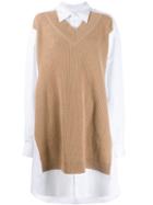 Maison Margiela Knitted Panel Shirt Dress - Brown