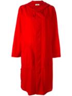 Plantation Buttoned Hooded Coat, Women's, Size: Large, Red, Nylon