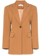 Chloé Single Breasted Wool Blend Blazer - Brown