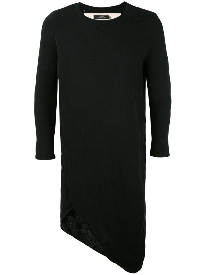 A New Cross - Asymmetric Longsleeved T-shirt - Unisex - Viscose - Xs, Black, Viscose