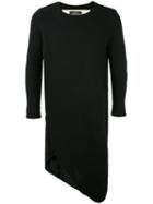 A New Cross - Asymmetric Longsleeved T-shirt - Unisex - Viscose - Xs, Black, Viscose