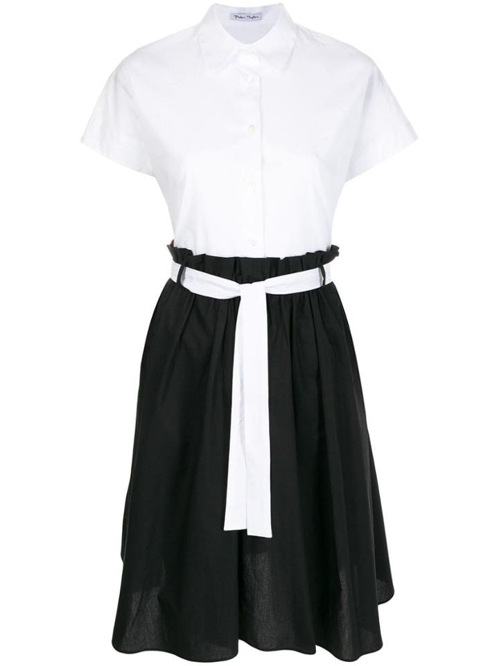 Peter Taylor Tie Waist Shirt Dress - White