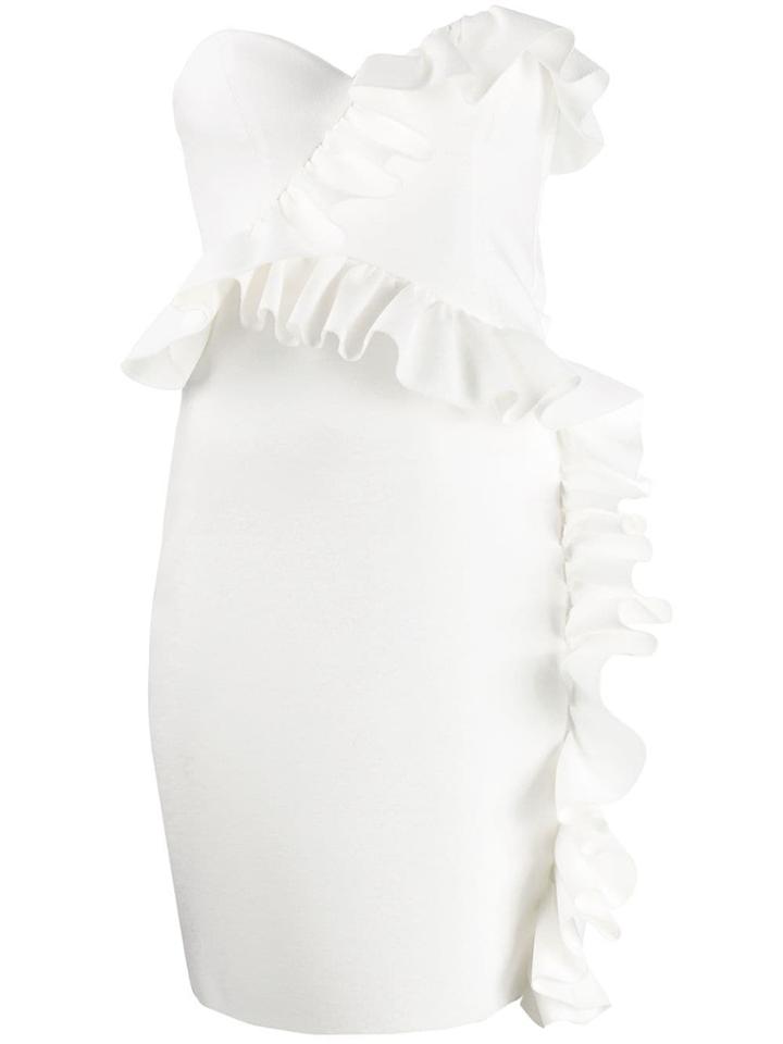 Msgm Ruffled Strapless Dress - White