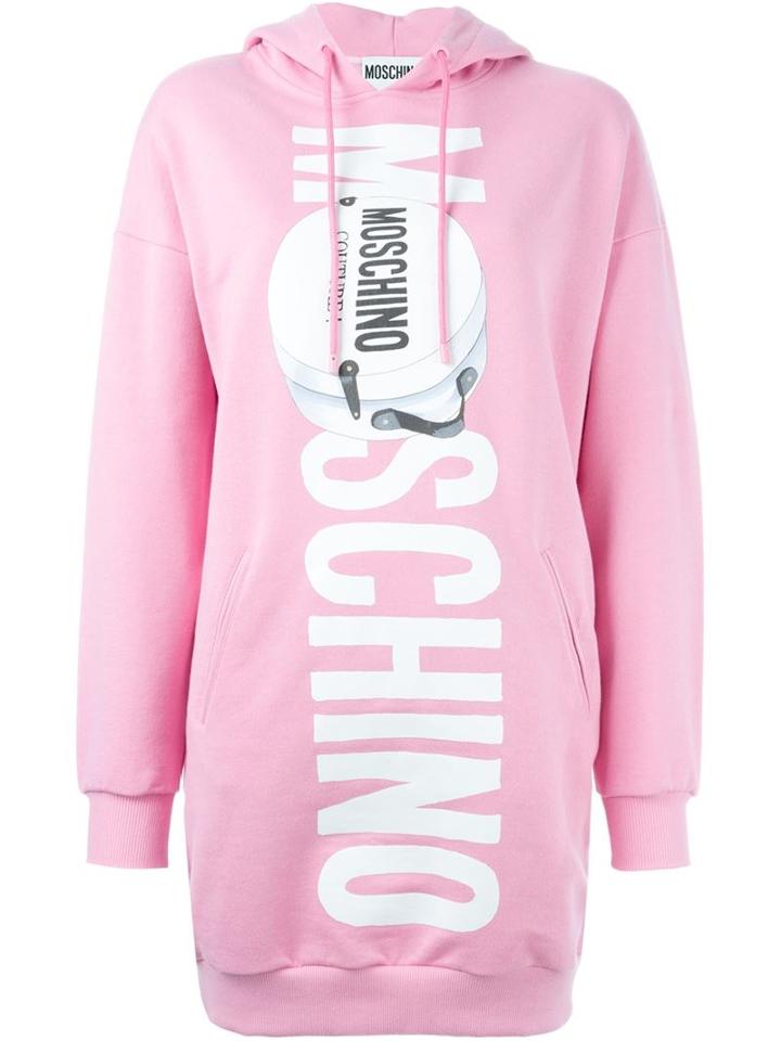 Moschino Logo Print Sweatshirt Dress, Women's, Size: 40, Pink/purple, Cotton