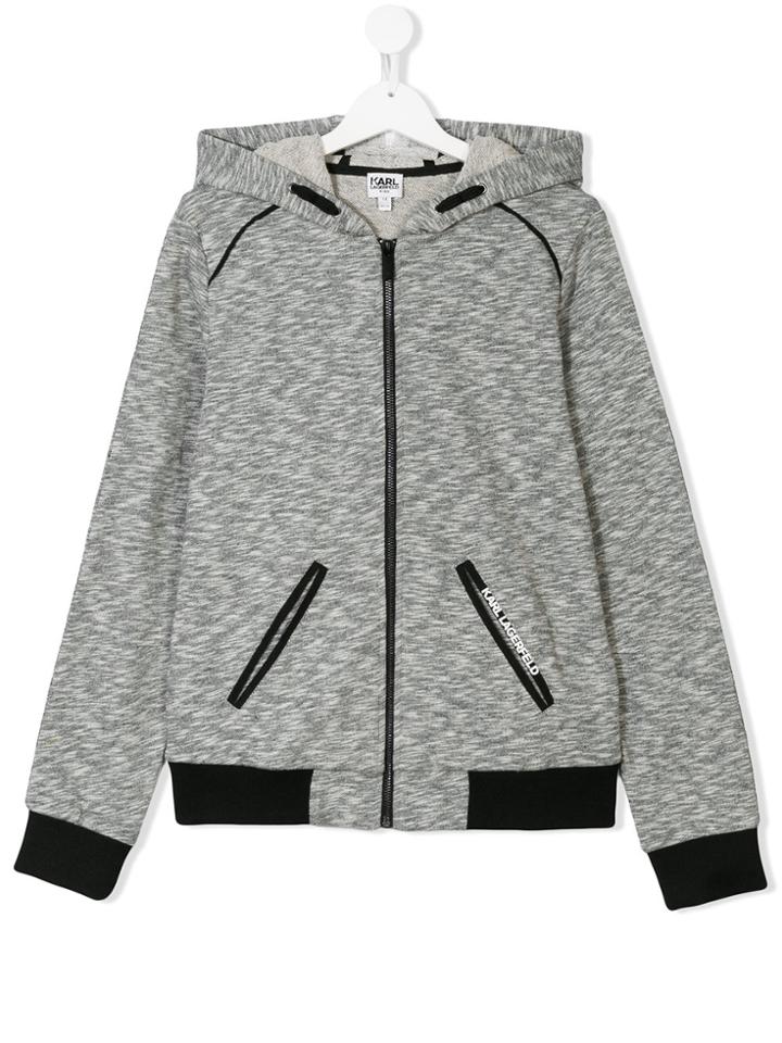 Karl Lagerfeld Kids Teen Zip Up Hoodie - Grey