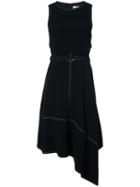 Derek Lam 10 Crosby - Belted Asymmetric Dress - Women - Polyester/triacetate - 0, Black, Polyester/triacetate