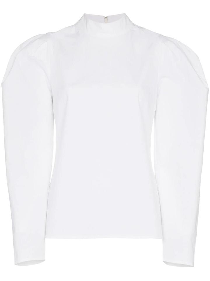 Rejina Pyo High Neck Puff Sleeve Cotton-blend Shirt - White