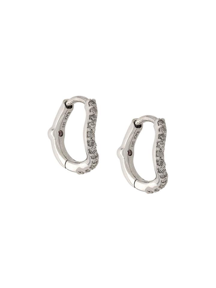 Maria Black 14kt White Gold, Diamond And Sapphire Wave Huggies -