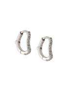 Maria Black 14kt White Gold, Diamond And Sapphire Wave Huggies -