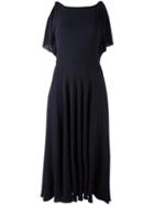 Valentino Boat Neck Midi Dress, Women's, Size: 42, Blue, Silk/spandex/elastane