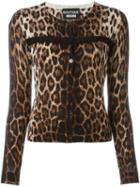 Boutique Moschino Animal Print Cardigan, Women's, Size: 38, Nude/neutrals, Silk/cotton/cashmere