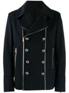 Balmain Button Detailed Zipped Jacket - Blue