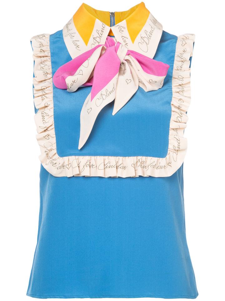 Gucci Sleeveless Top With Neck Tie - Blue