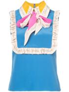 Gucci Sleeveless Top With Neck Tie - Blue