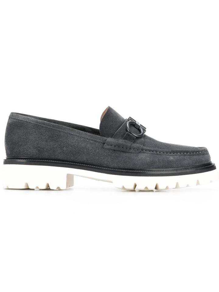 Salvatore Ferragamo White Sole Loafers - Grey