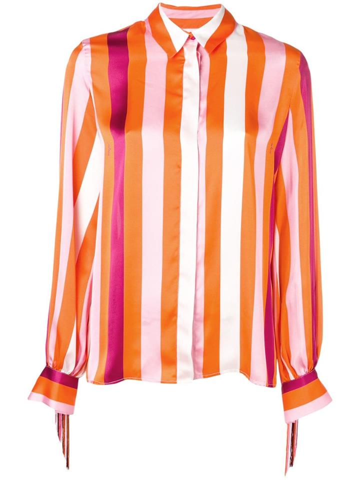 Msgm Fringed Striped Shirt - Orange