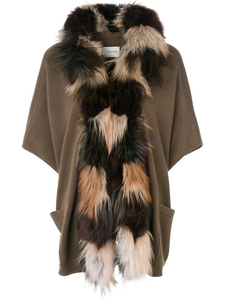 Yves Salomon Fox Fur Trim Cardigan - Brown