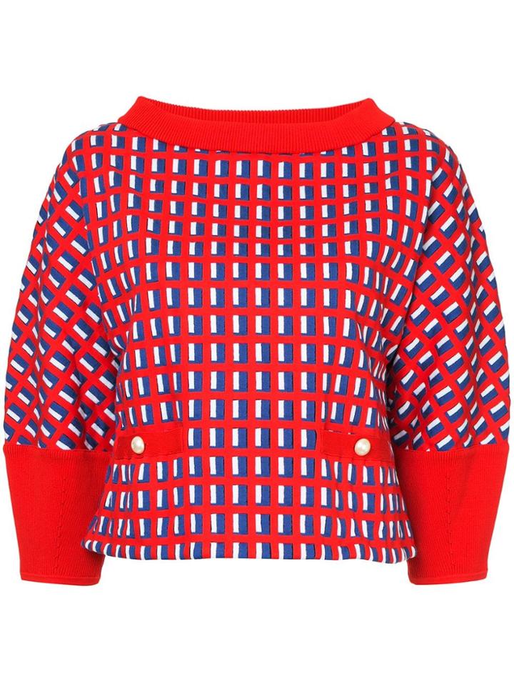 Chanel Pre-owned Tricolour Boat Neck Top - Red