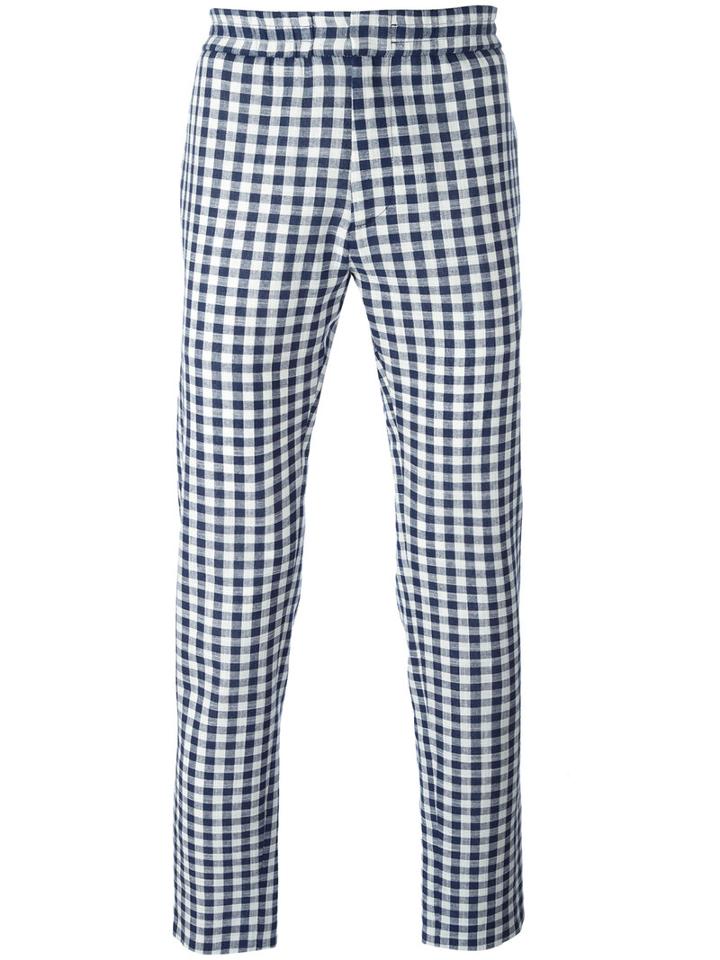 Msgm Checked Tapered Trousers, Men's, Size: 54, White, Cotton