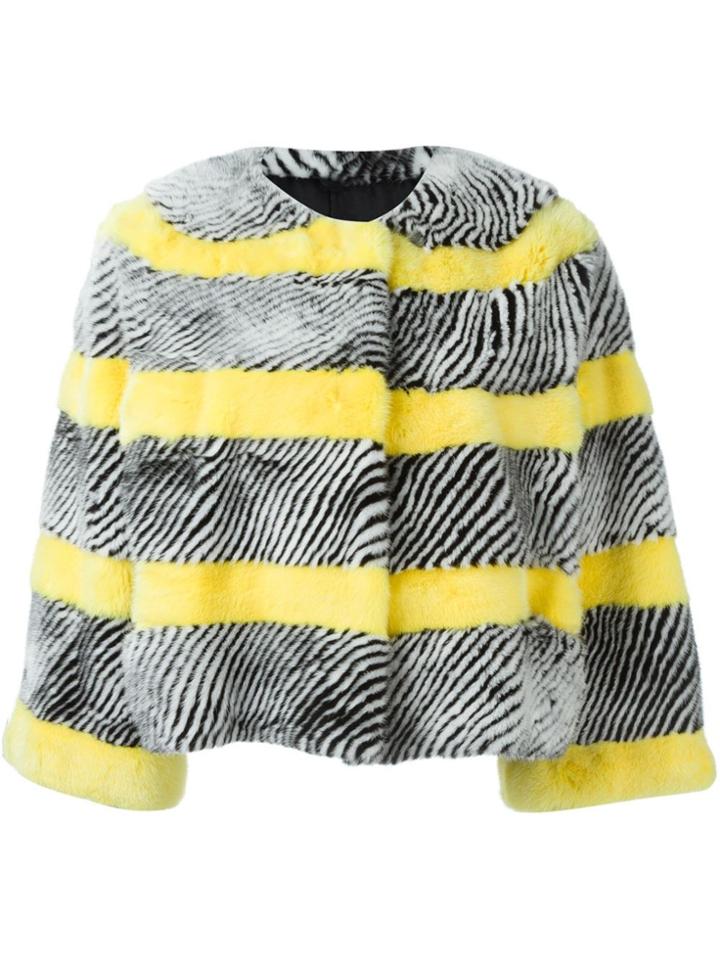 Liska Striped Mink Fur Jacket - Black