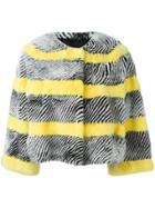 Liska Striped Mink Fur Jacket - Black