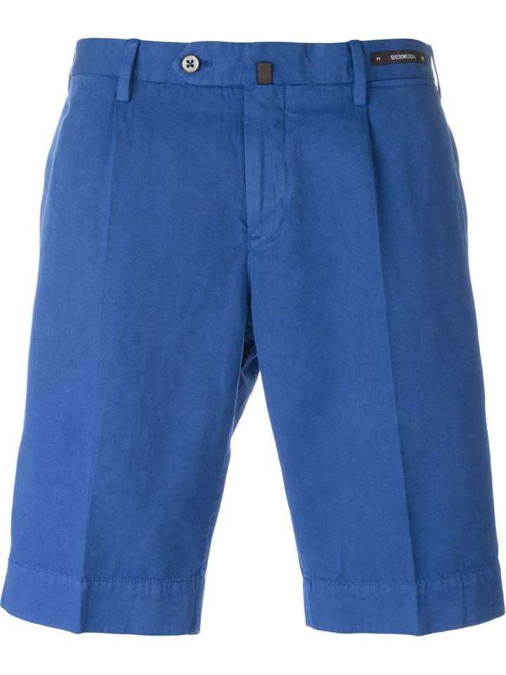 Pt01 Bermuda Shorts, Men's, Size: 58, Blue, Cotton/linen/flax