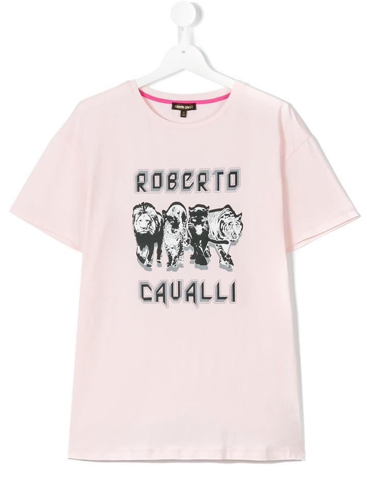 Roberto Cavalli Kids - Wild Cats Print T-shirt - Kids - Cotton/spandex/elastane - 14 Yrs, Pink