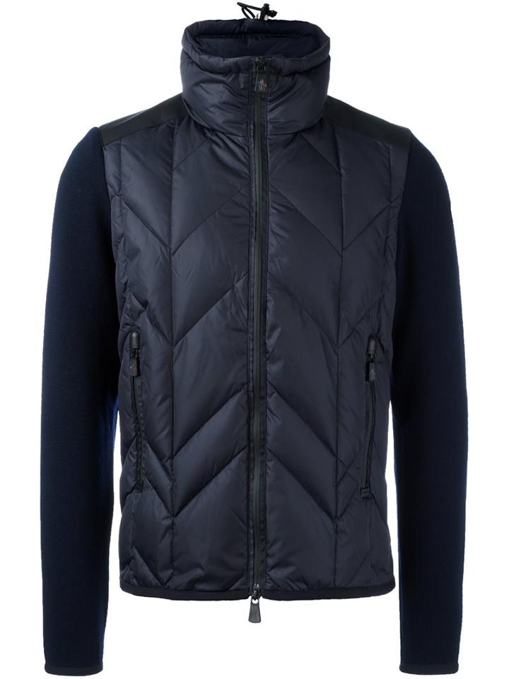 Moncler Grenoble Knit Sleeve Padded Jacket, Men's, Size: Small, Blue, Feather Down/polyamide/virgin Wool