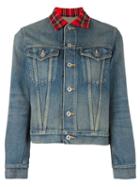 Junya Watanabe Comme Des Garçons Plaid Collar Denim Jacket, Women's, Size: Small, Blue, Cotton/nylon/wool