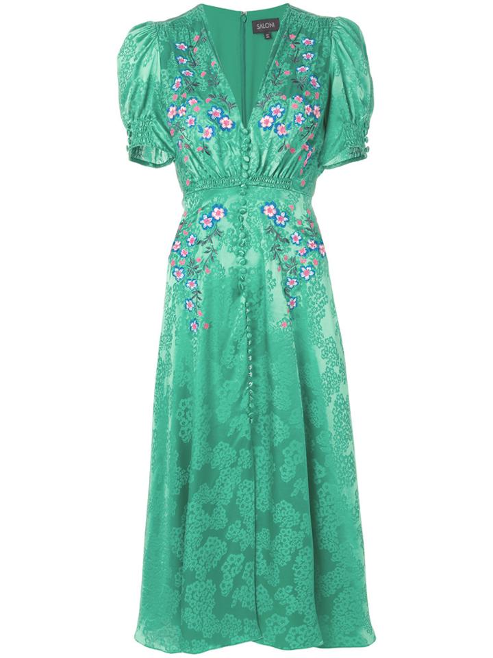 Saloni Floral Print Dress - Green