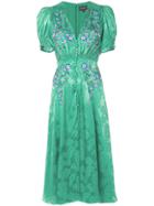 Saloni Floral Print Dress - Green