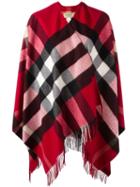 Burberry Checked Cape, Women's, Red, Cashmere/merino