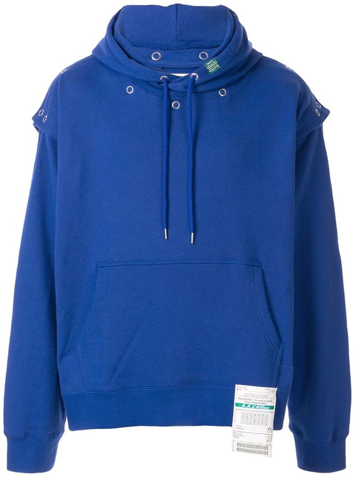 Maison Mihara Yasuhiro Press Stud Fastened Hoodie - Blue