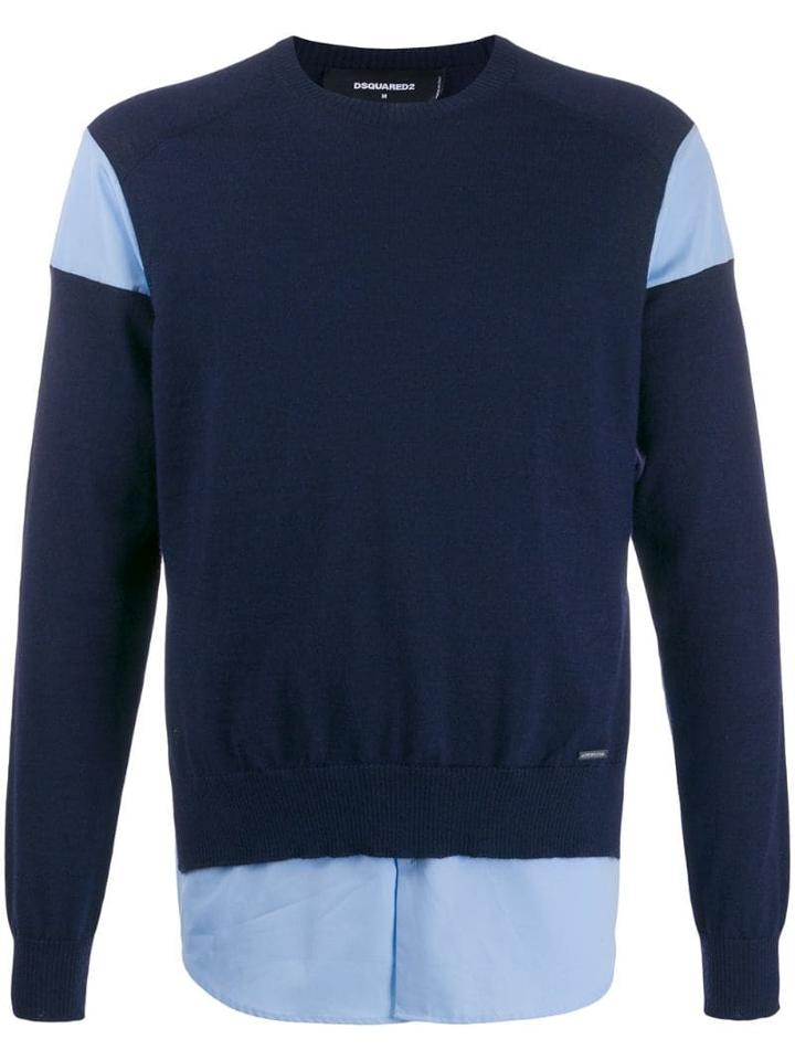 Dsquared2 Contrast Long-sleeve Sweater - Blue