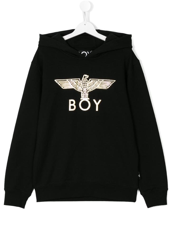 Boy London Kids Front Logo Print Hoodie - Black