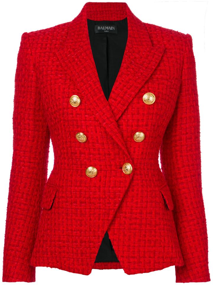 Balmain Tweed Blazer - Red